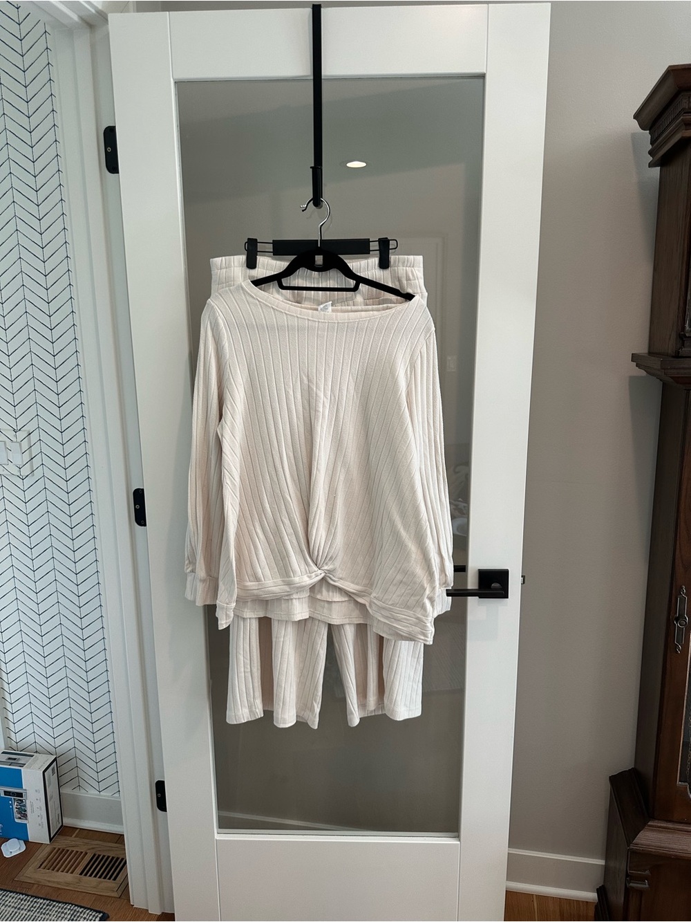 Lane Bryant Livi Cream Ribbed Knit Two-Piece Set